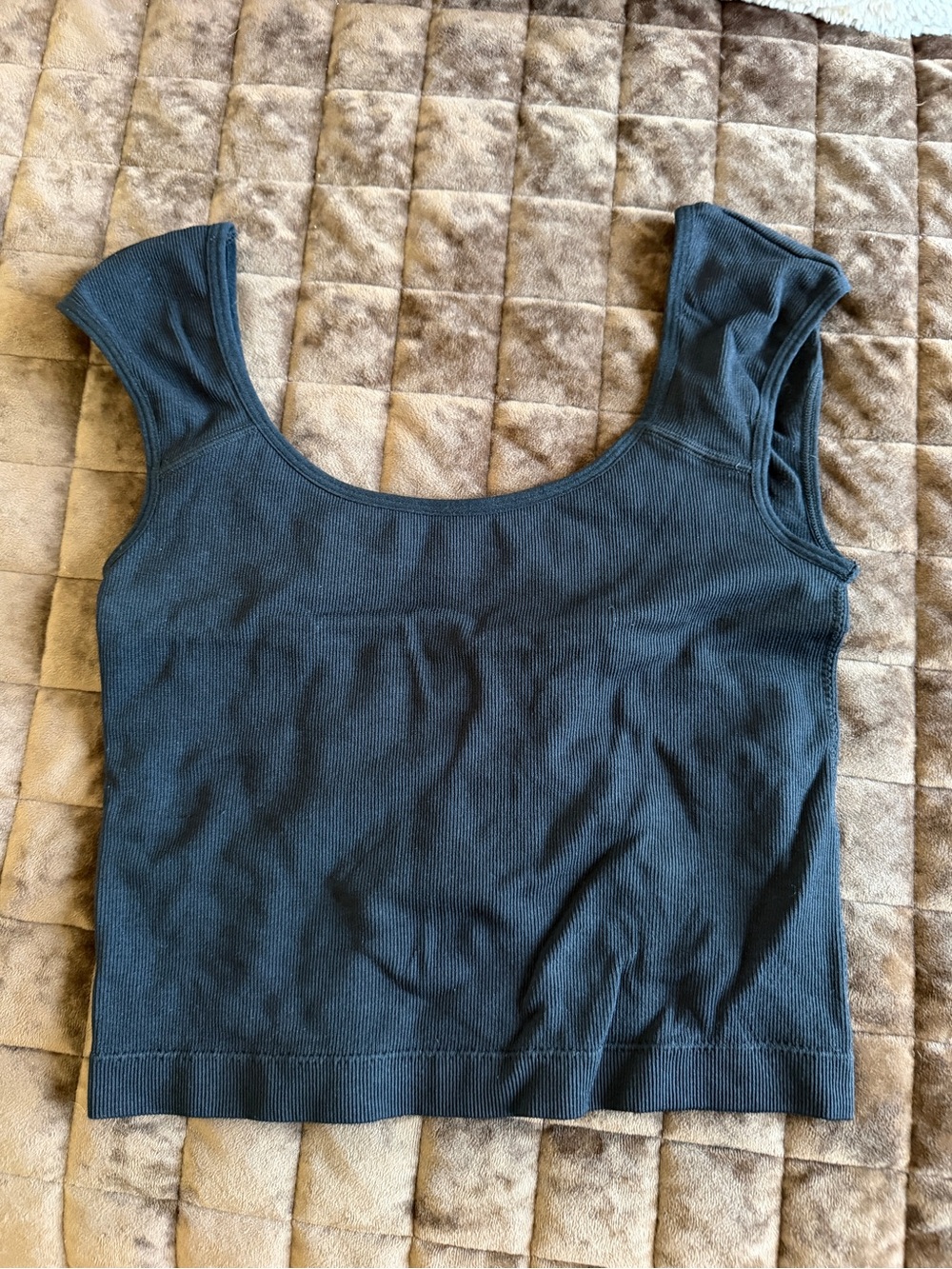 Garage Black Ribbed Crop Top